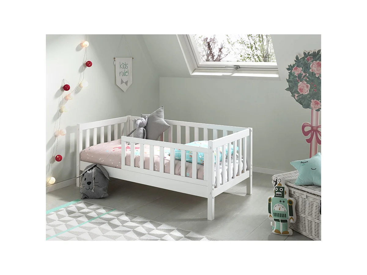 Lit Enfant & Sommier "Toddler II" 70x140cm Blanc