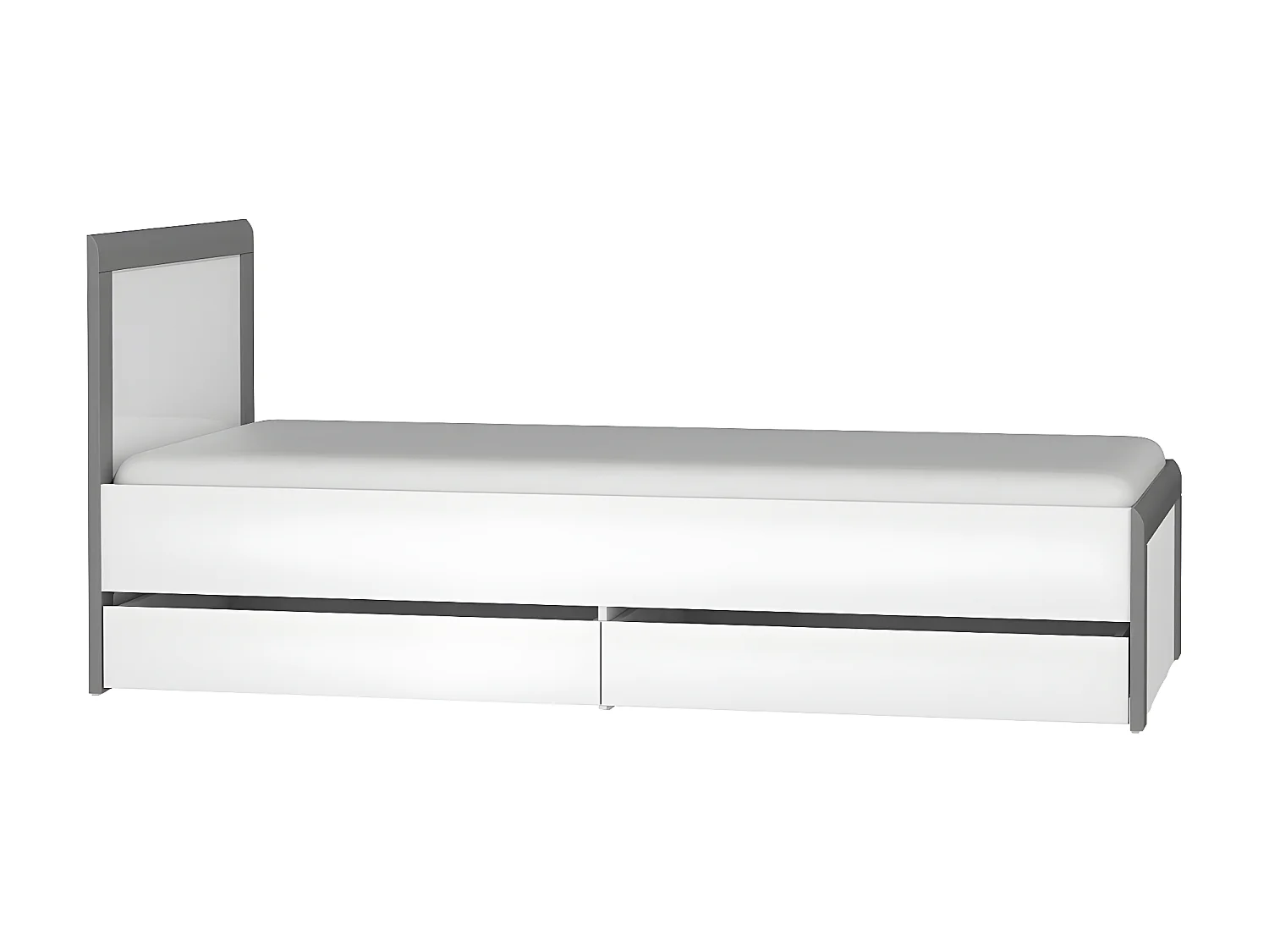 Letto Teo 90x200 bianco e grigio con cassetti