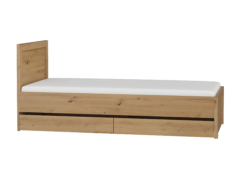 Lit 90x200 tiroirs inclus Kasla Bois et Anthracite