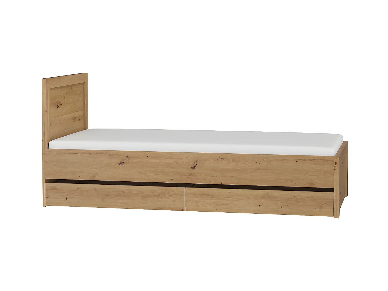 Lit 90x200 tiroirs inclus Kasla Bois et Anthracite