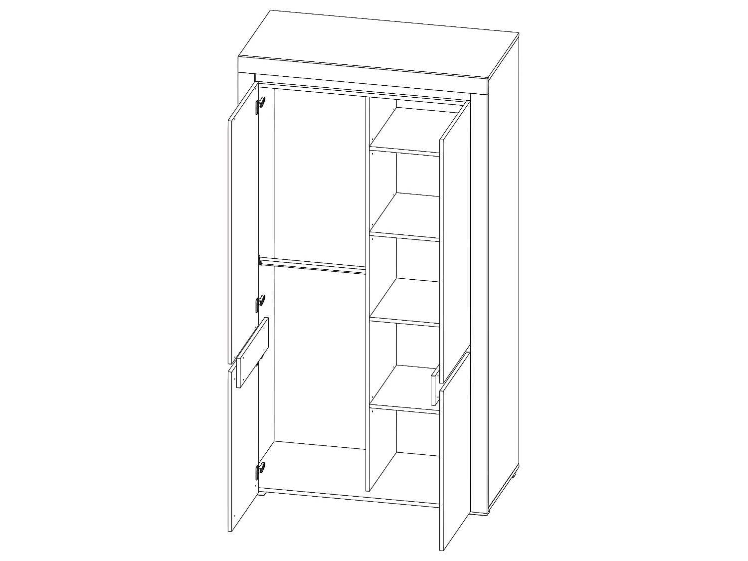 2-türiger Kleiderschrank inkl. LED Kasla Holz und Anthrazit