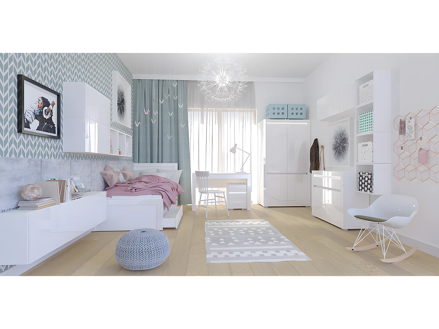 Schrank 2-türig inkl. LED Kasla Weiß