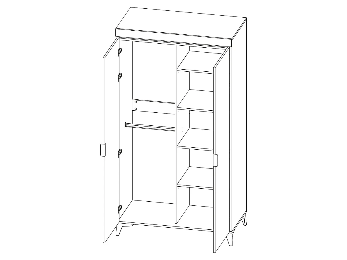 Armoire 2 portes LED inclus Ruben Blanc