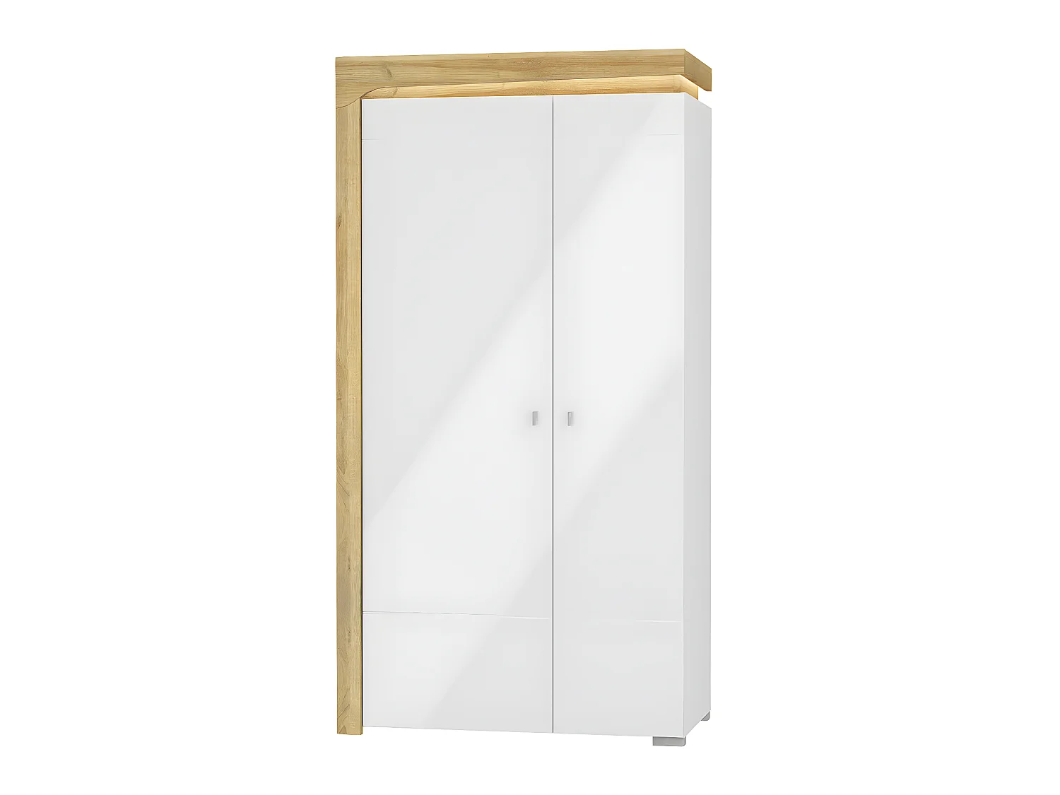Armoire 2 portes LED inclus Teo Blanc et Bois
