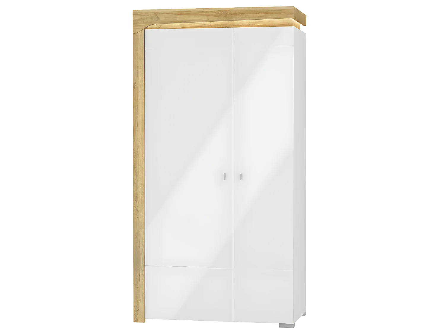 Schrank 2 Türen LED inkl. Teo Weiß und Holz