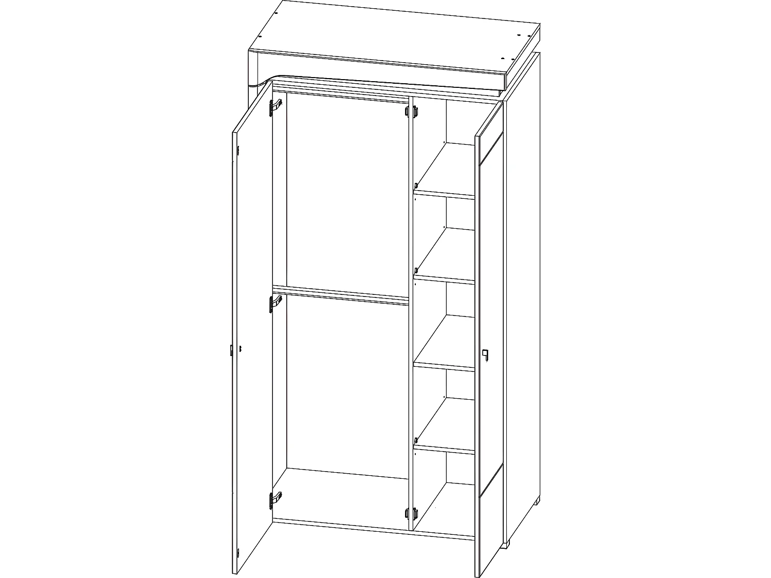 Schrank 2 Türen LED inkl. Teo Weiß und Holz