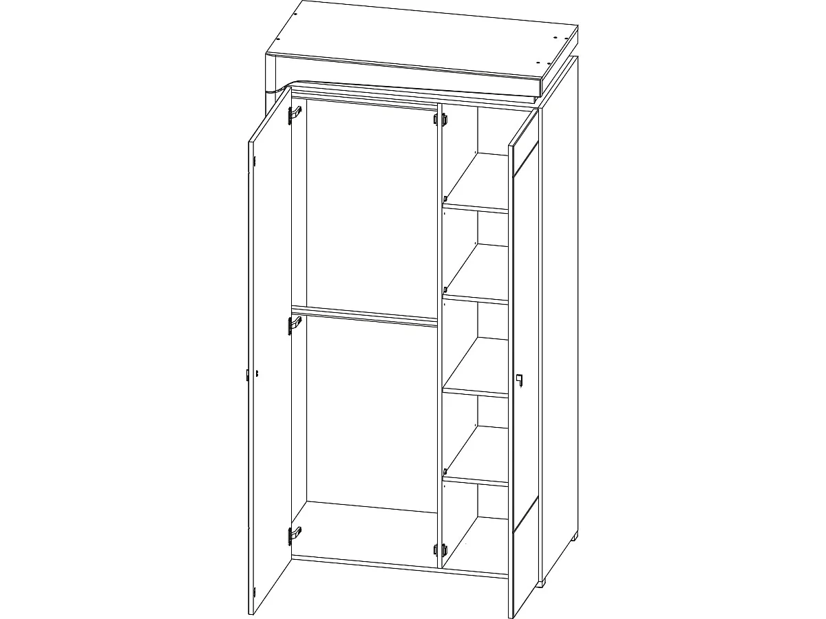 Schrank 2 Türen LED inkl. Teo Weiß und Holz