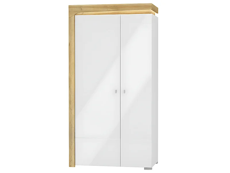 Schrank 2 Türen LED inkl. Teo Weiß und Holz