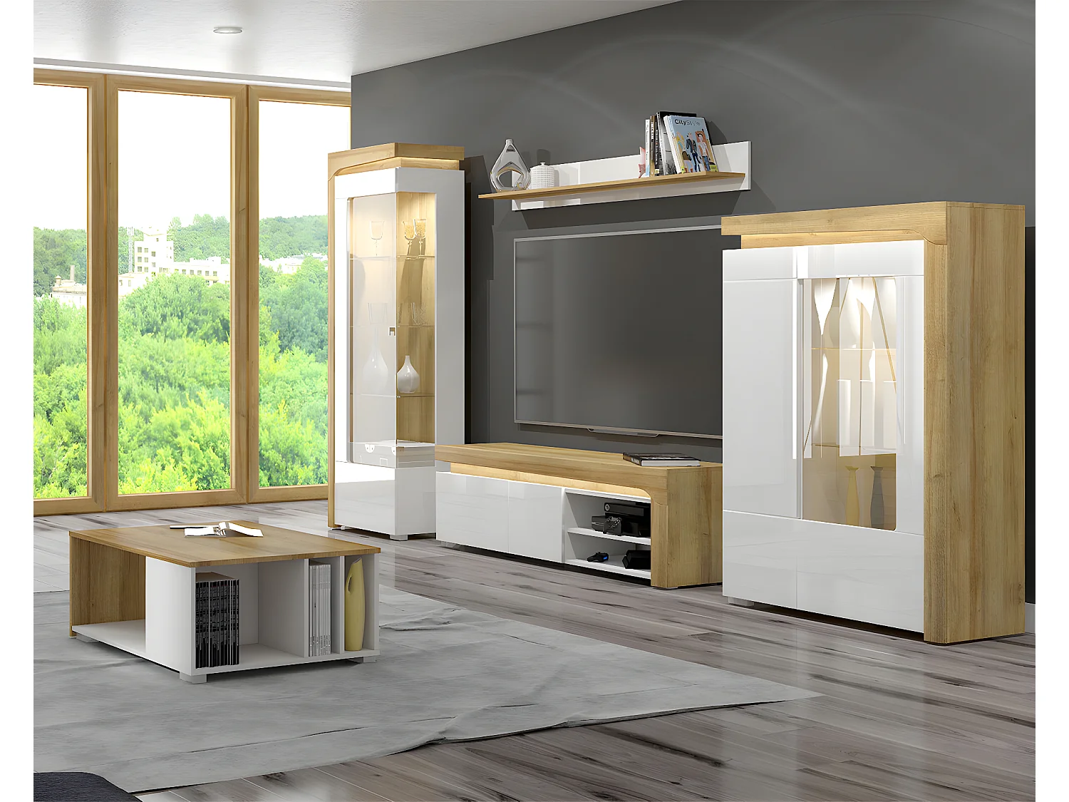 Mesa de centro Teo Blanco y Madera