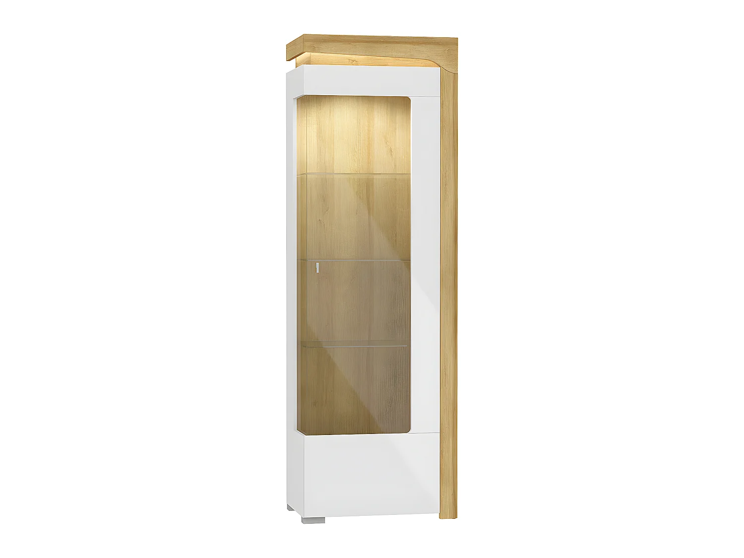 Vitrine 1 porte ouverture droite LED inclus Teo Blanc et Bois