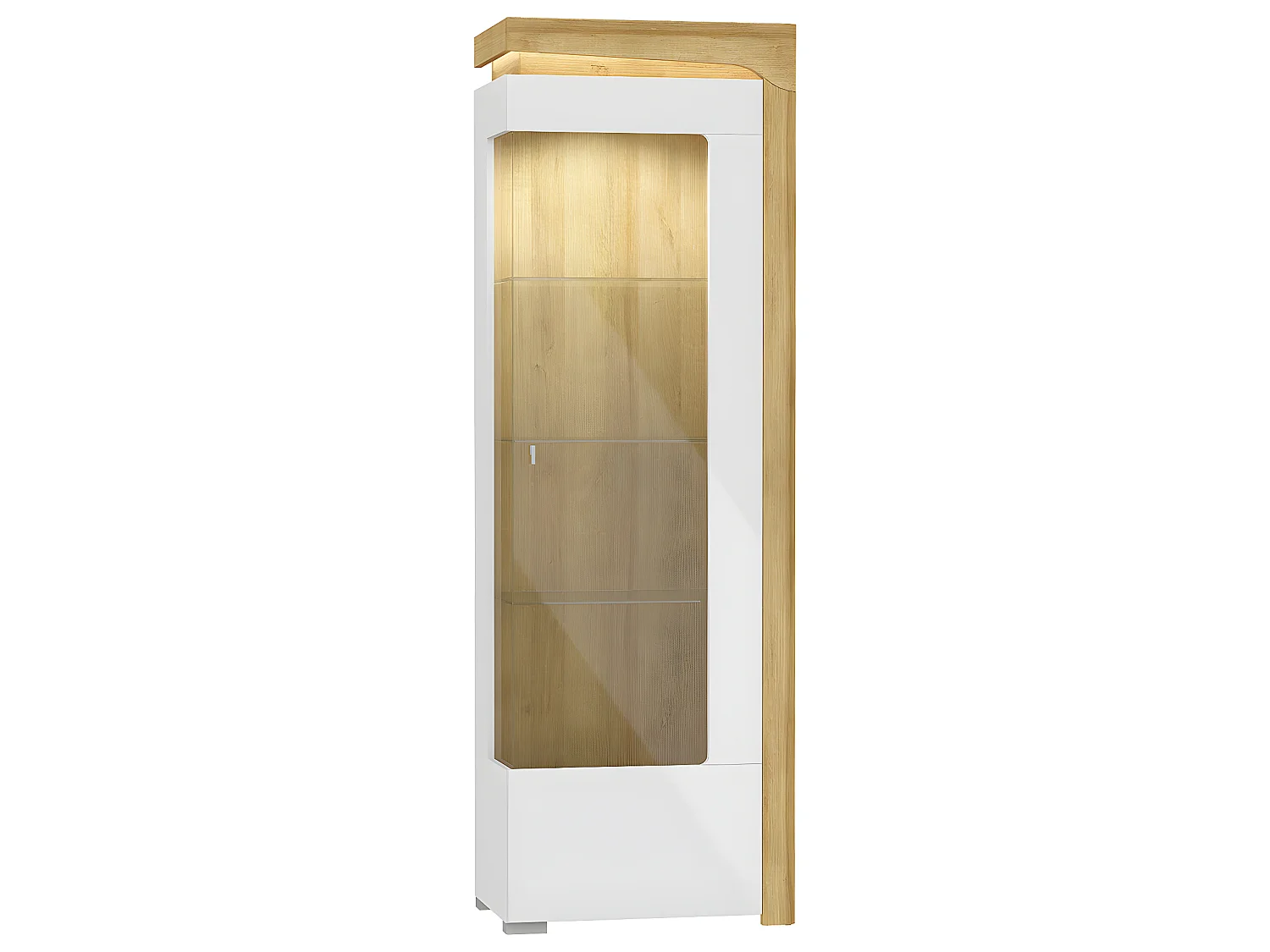 Vitrine 1 porte ouverture droite LED inclus Teo Blanc et Bois