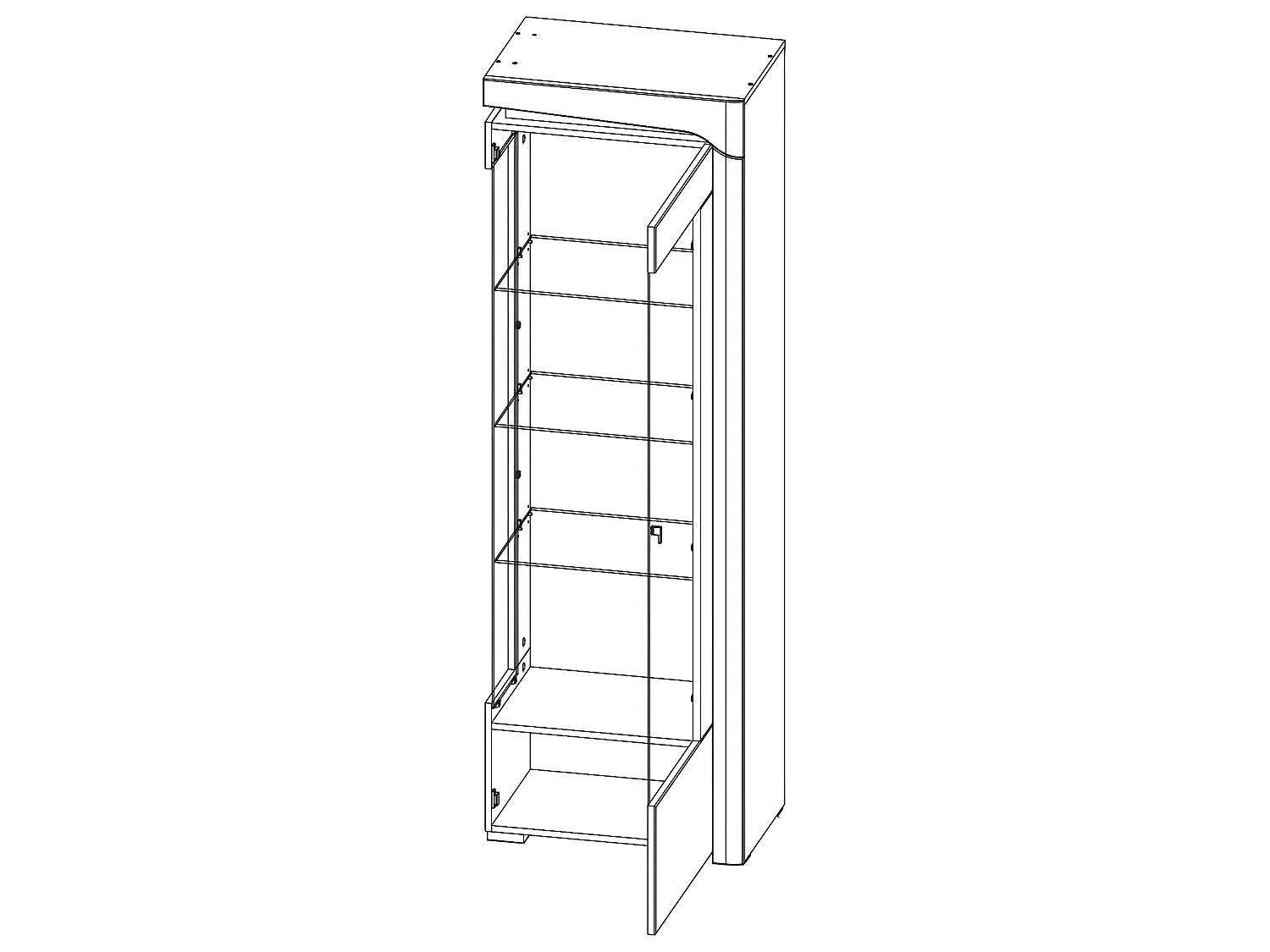 Vitrine 1 porte ouverture droite LED inclus Teo Blanc et Bois