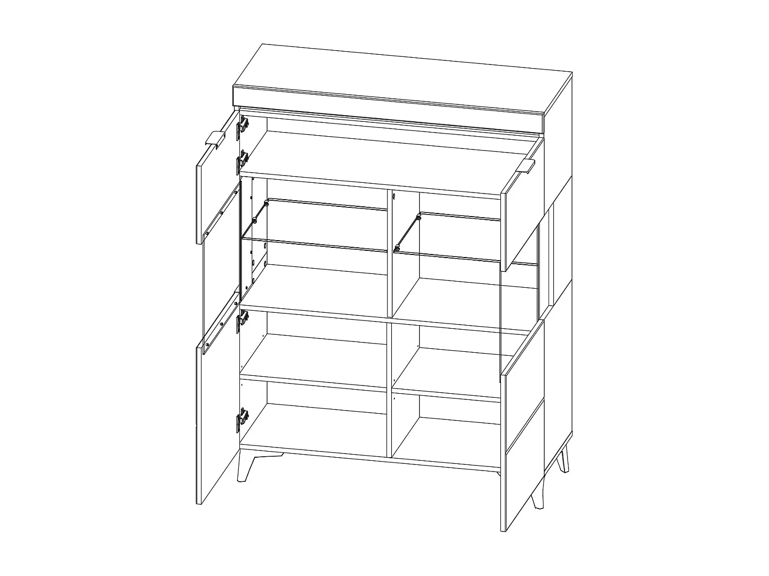 Vaisselier 2 portes LED inclus Ruben Bois