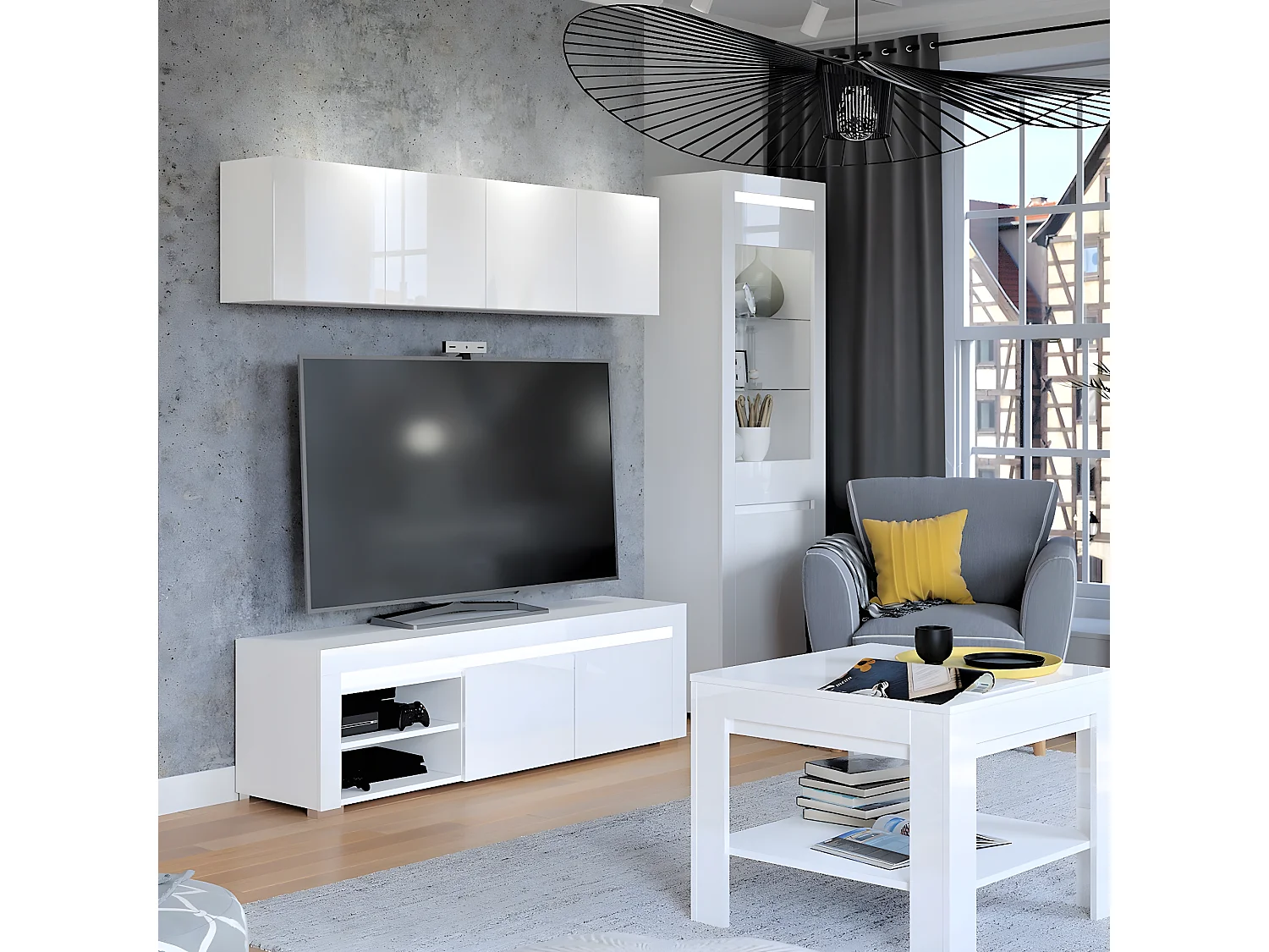 2-deurs LED vitrinekast Kasla Wit