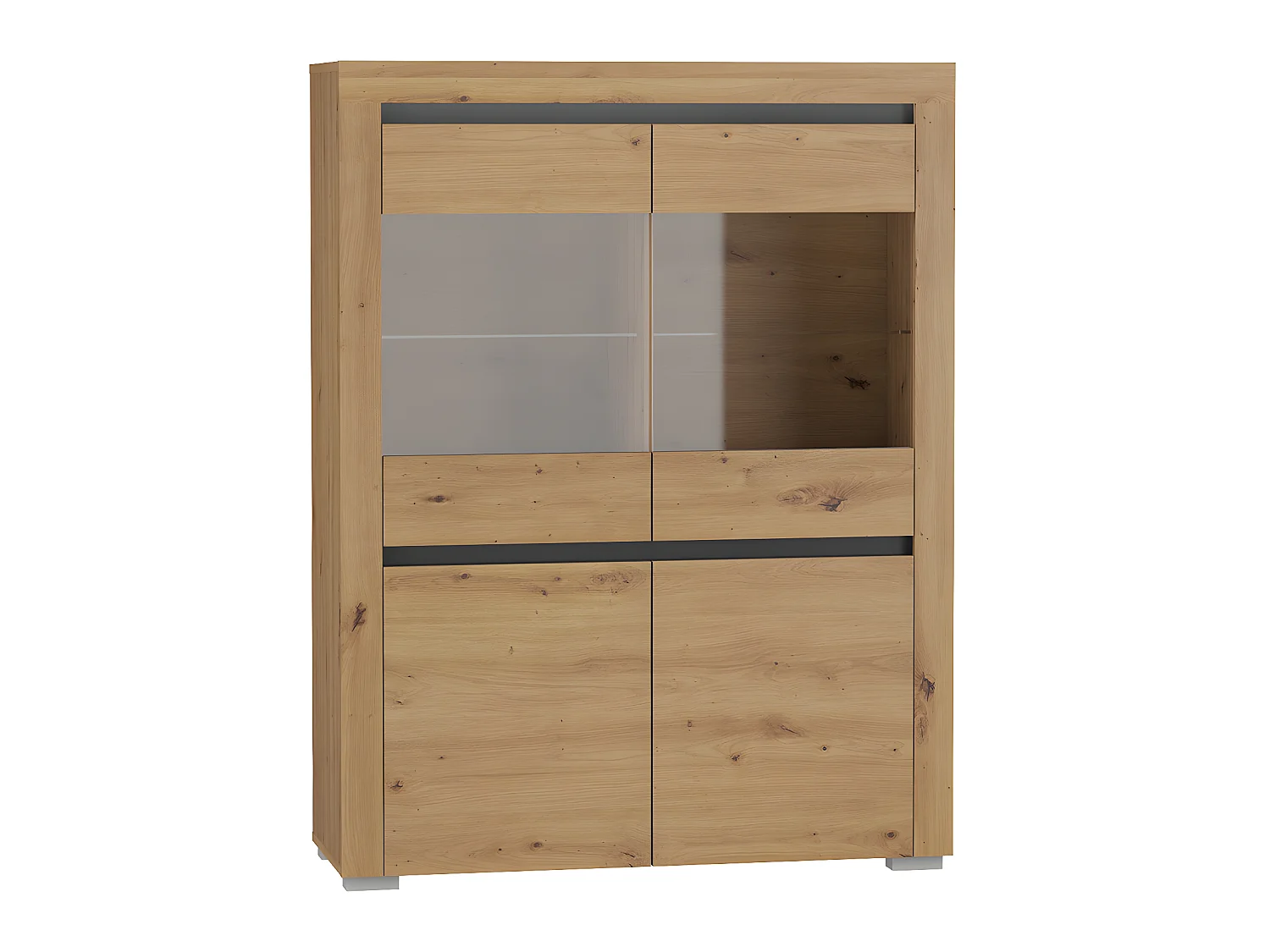 Vaisselier 4 portes LED inclus Kasla Bois et Anthracite