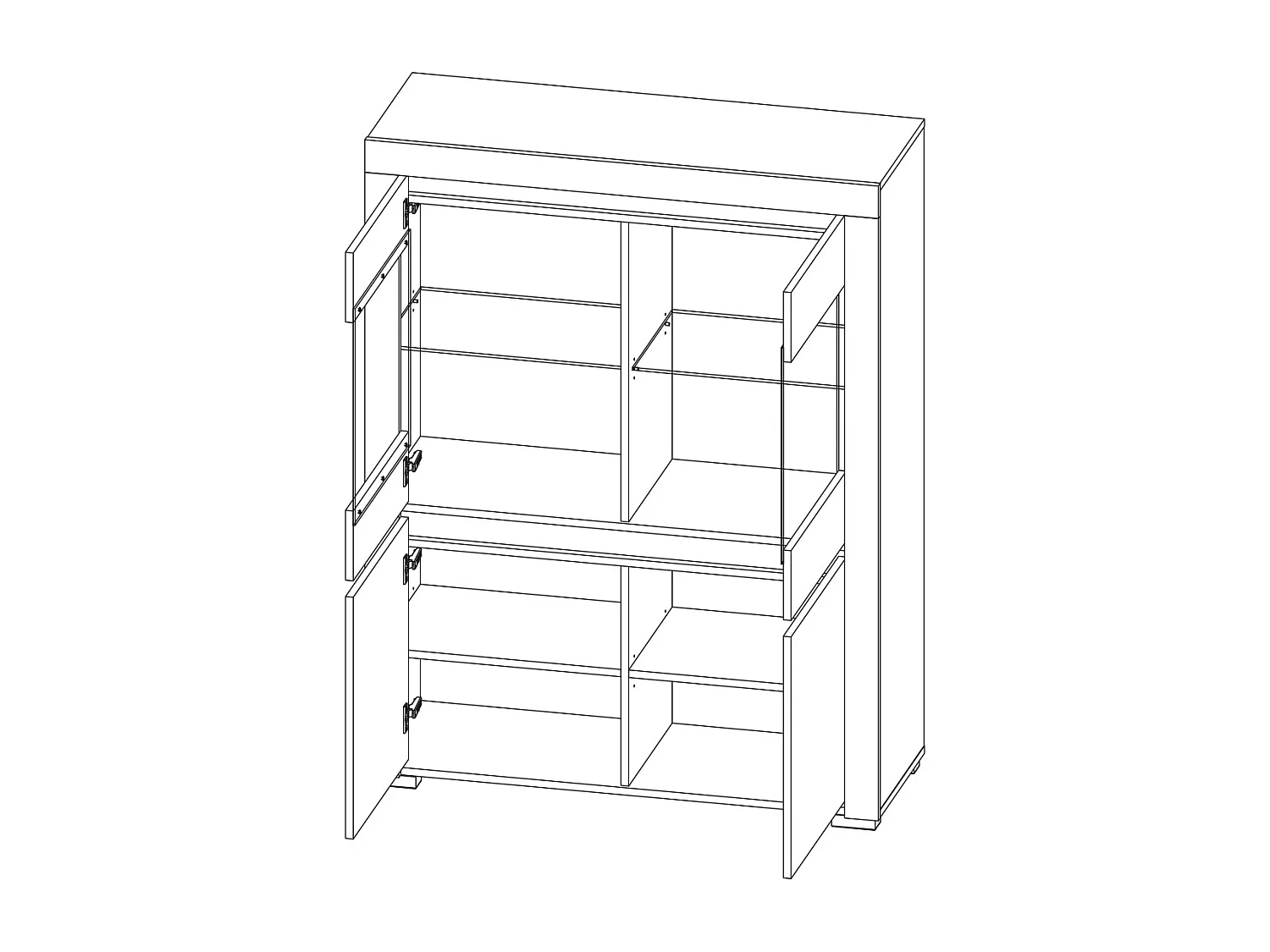 Credenza 4 ante Kasla marrone e grigio antracite 139cm