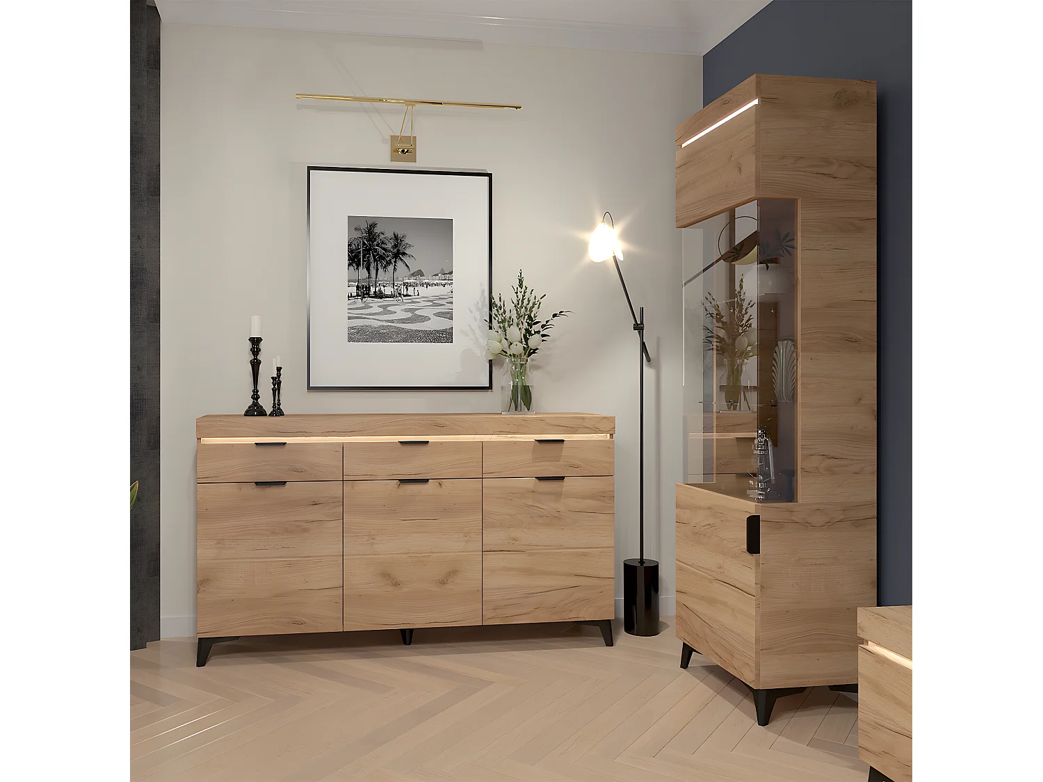 Vitrina LED de 1 porta Ruben Wood