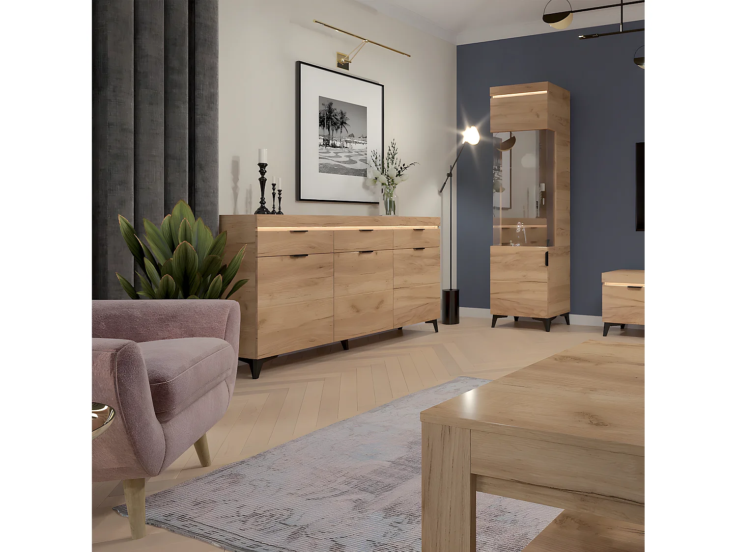 Vitrina LED de 1 porta Ruben Wood