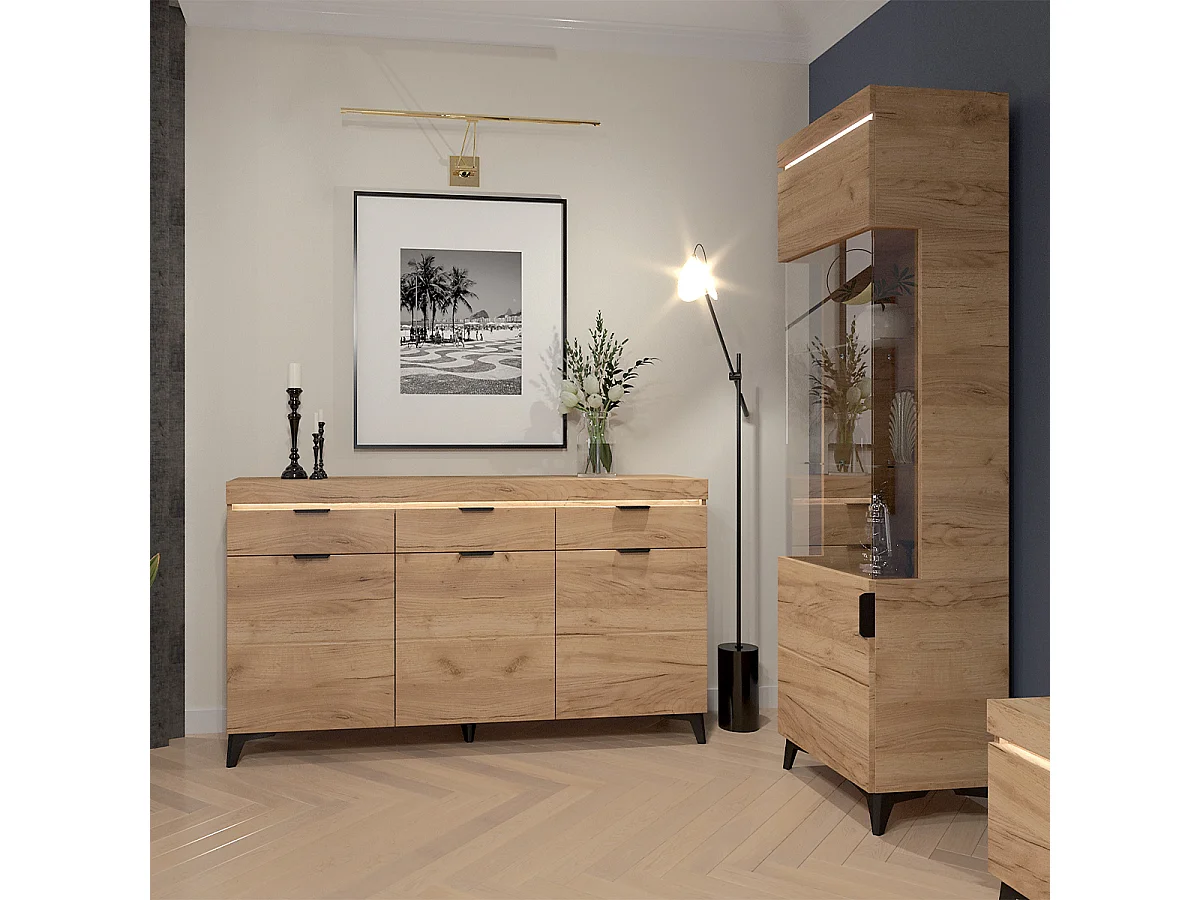 Vitrina 1 puerta con LED Ruben Madera