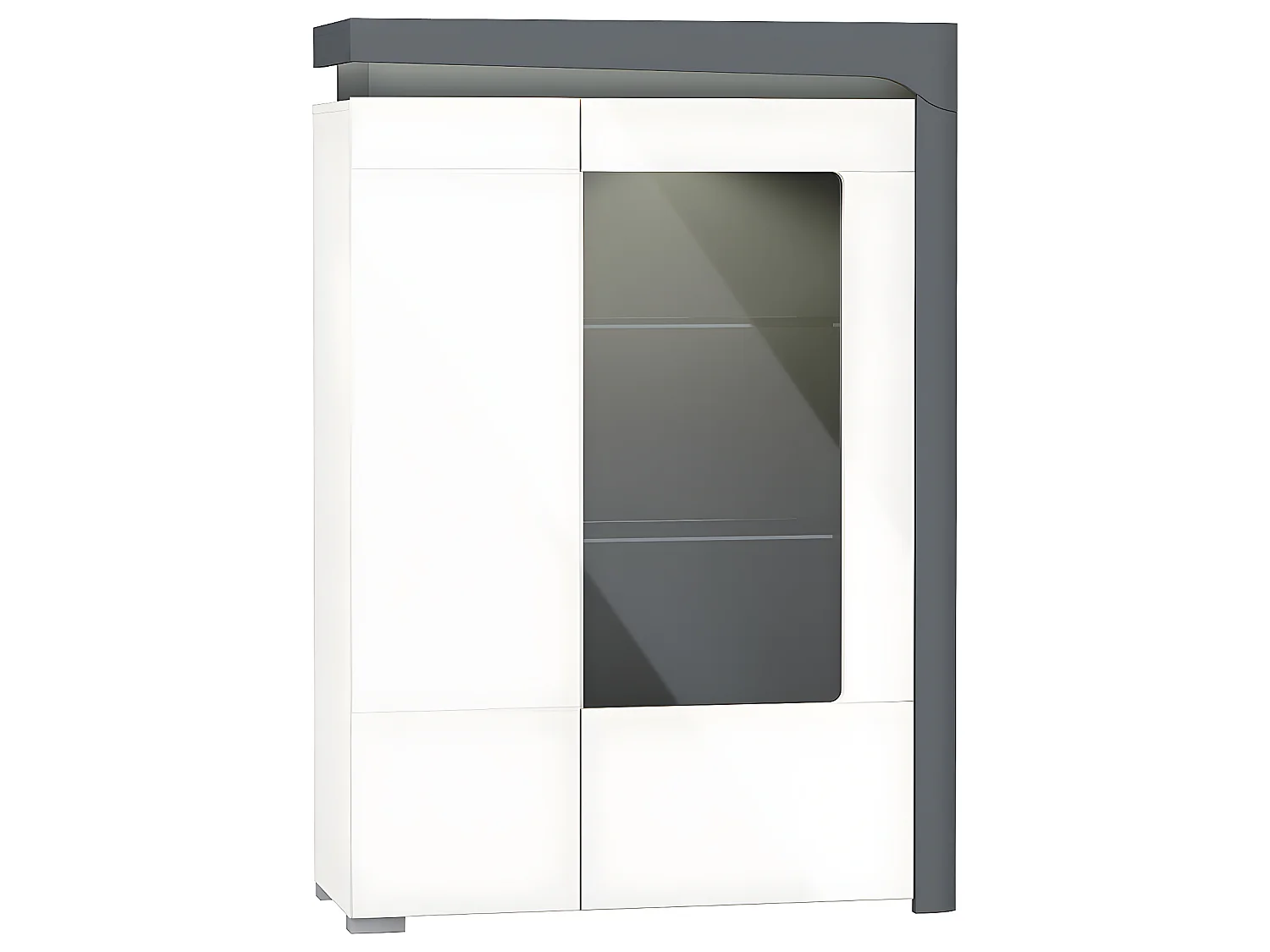 Vaisselier 2 portes droite LED inclus Teo Blanc et Gris