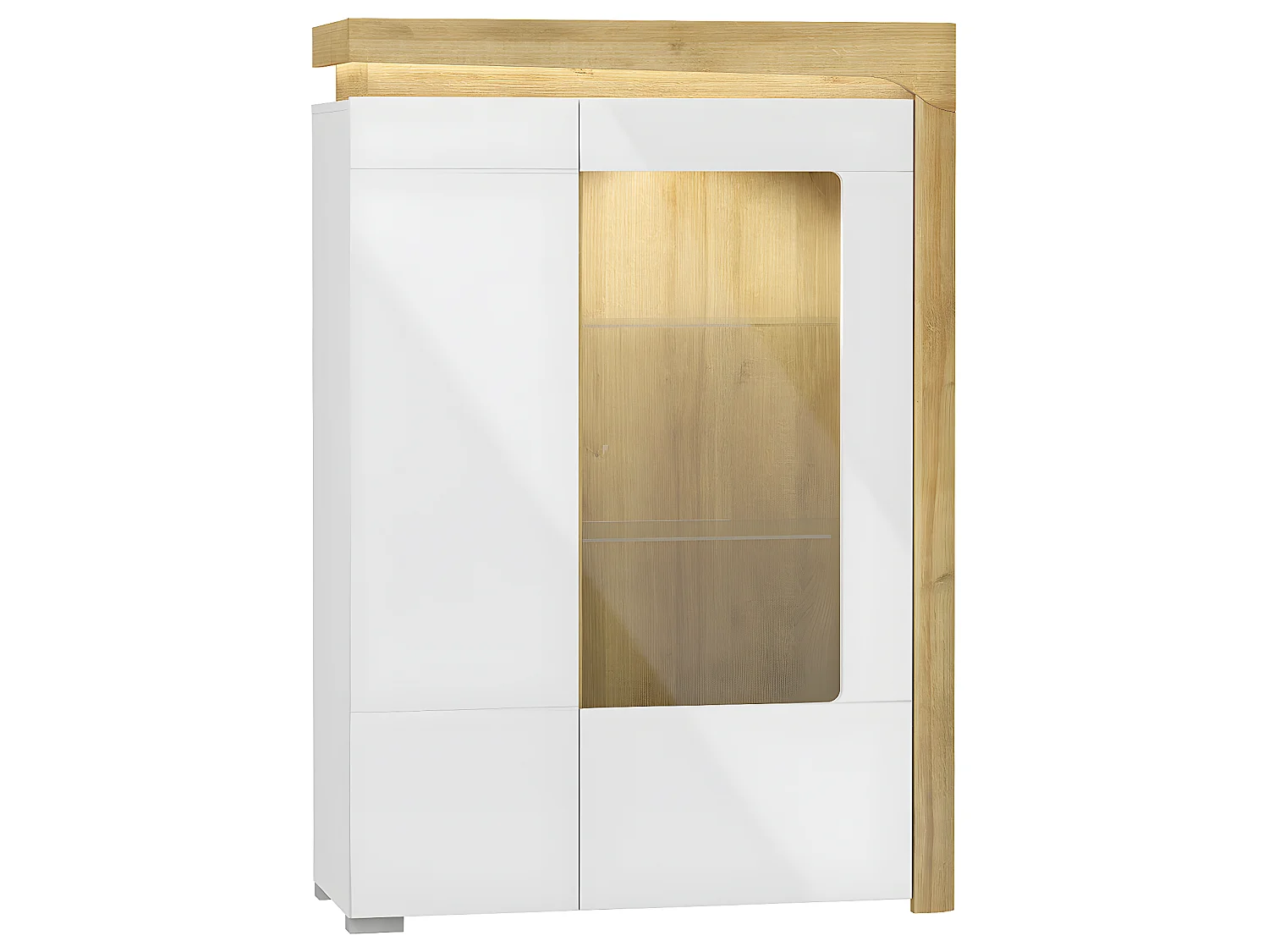 Teo Wit en Hout 2-deurs dressoir, recht, inclusief LED verlichting