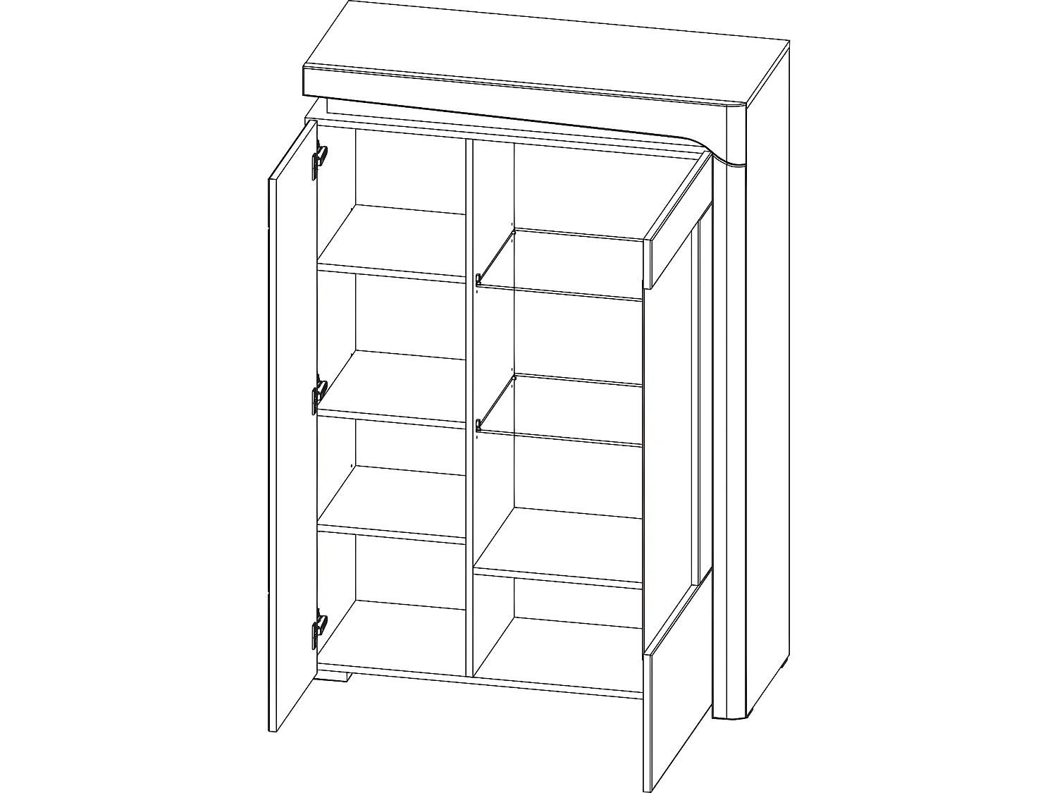 Teo Wit en Hout 2-deurs dressoir, recht, inclusief LED verlichting