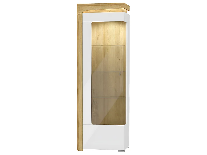 Vitrina de 1 porta com abertura à esquerda, incluindo LED Teo White e Wood