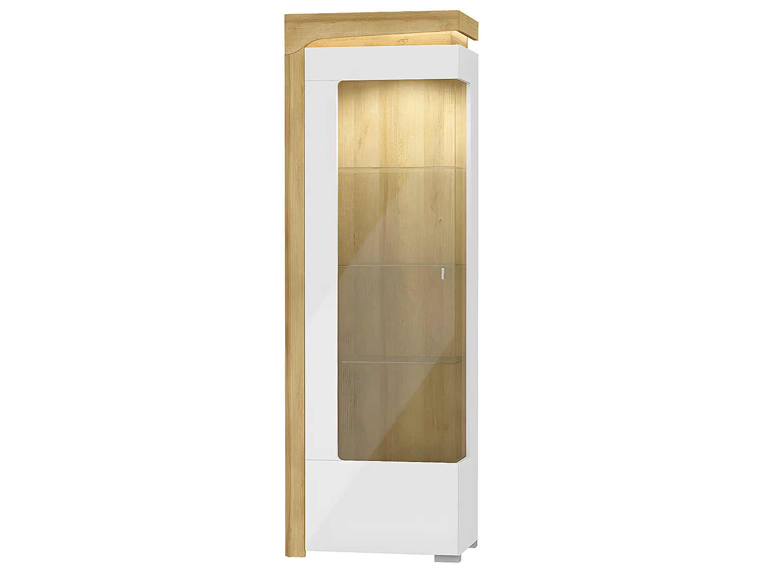 Vitrine 1 porte ouverture gauche LED inclus Teo Blanc et Bois