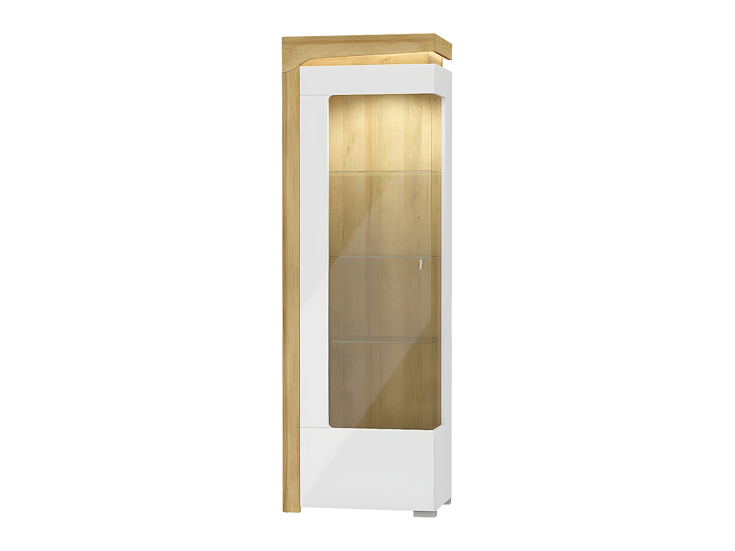 Vitrina 1 puerta apertura a la izquierda con LED Teo Blanco y Madera