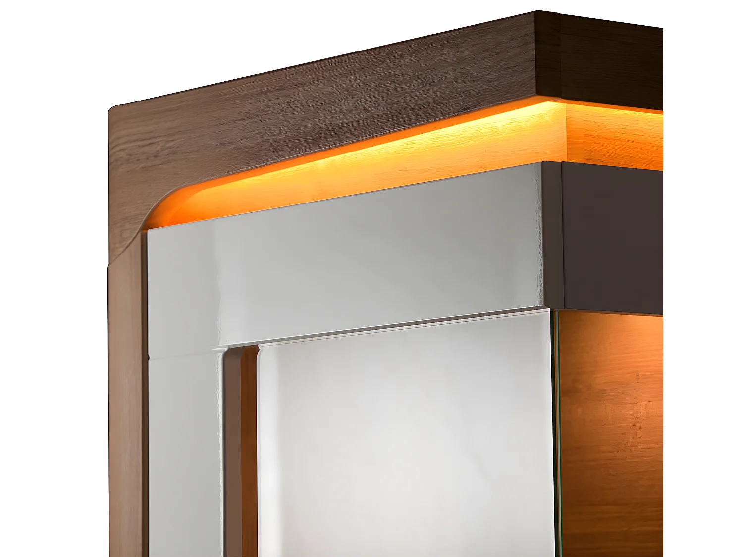 Vitrine 1 porte ouverture gauche LED inclus Teo Blanc et Bois