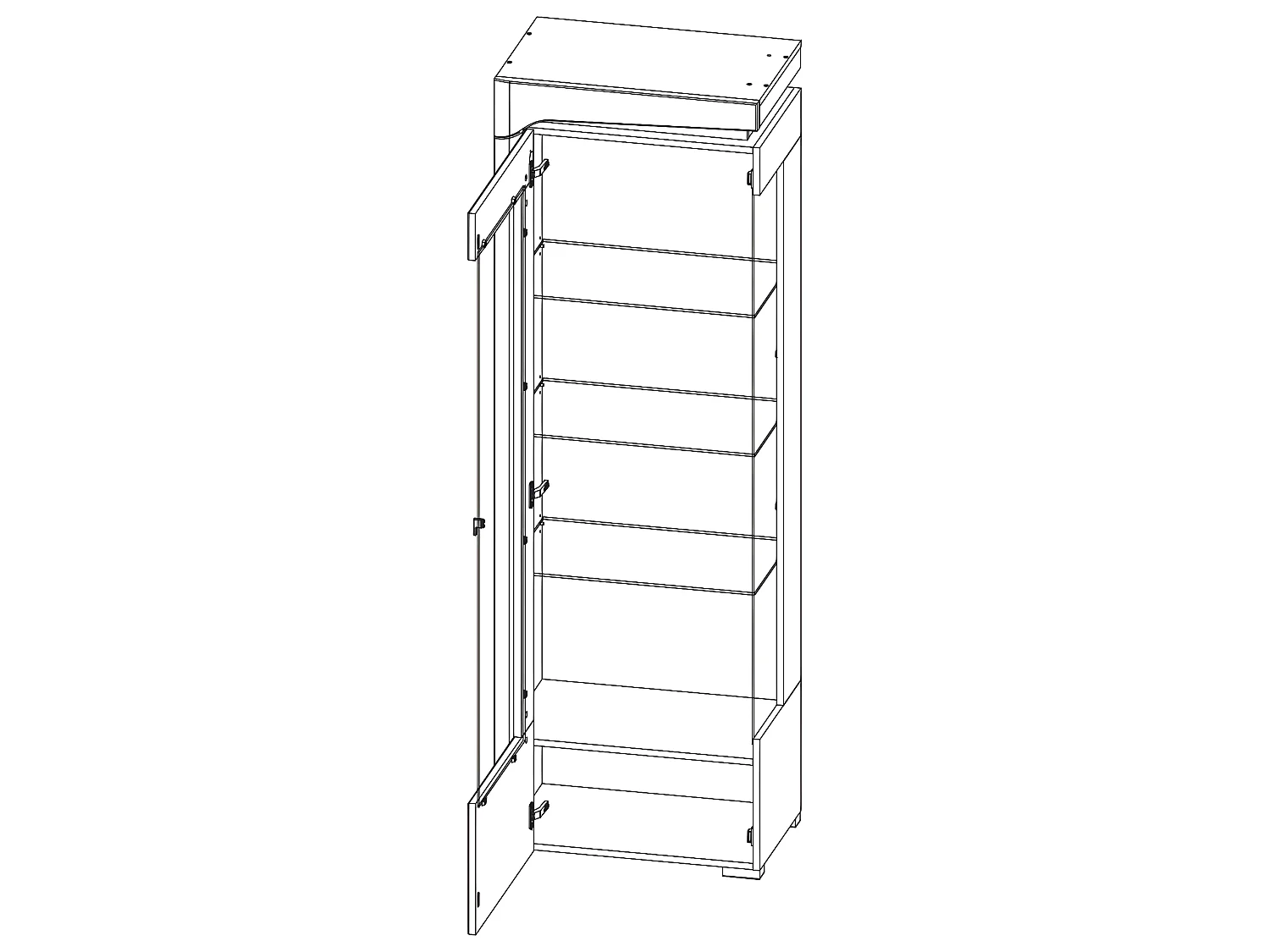 Vitrine 1 porte ouverture gauche LED inclus Teo Blanc et Bois