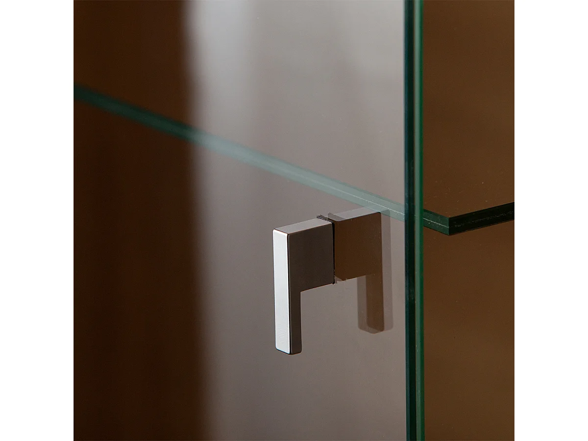 1-door left-opening display case including LED Teo White and Wood