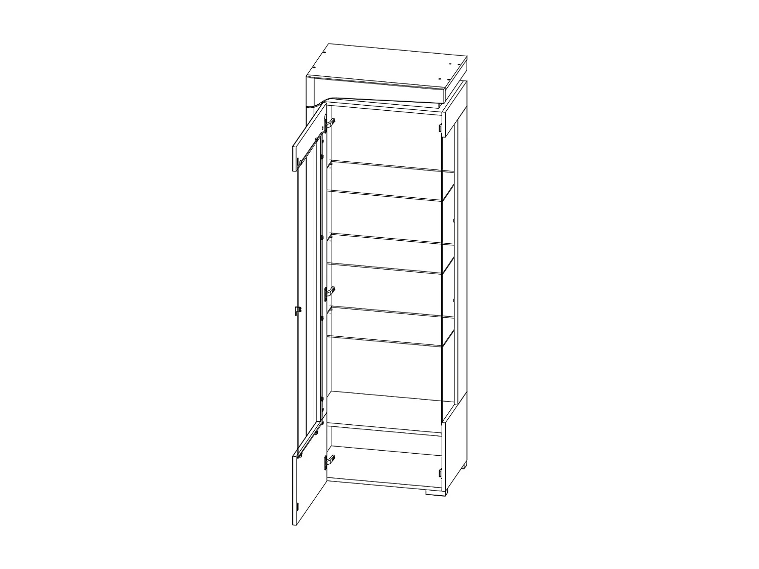 1-door left-opening display case including LED Teo White and Wood