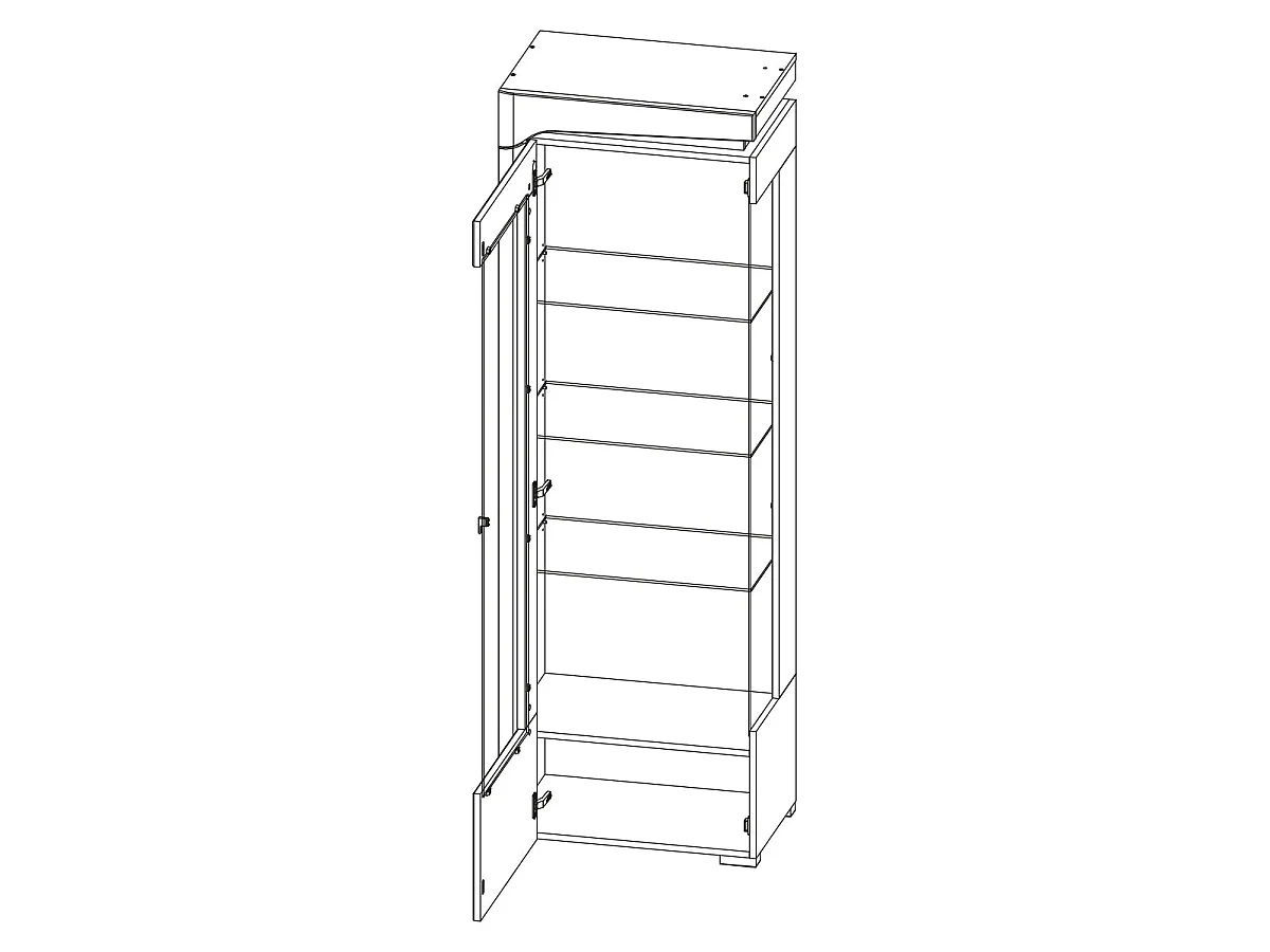 Vitrine 1 porte ouverture gauche LED inclus Teo Blanc et Bois