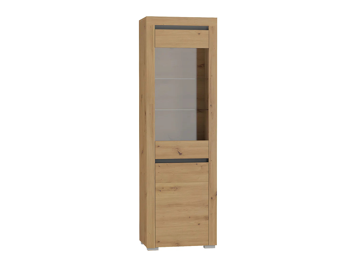 Vitrine 2 portes LED inclus Kasla Bois et Anthracite