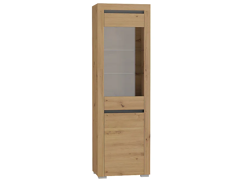 2-türige Vitrine inkl. LED Kasla Holz und Anthrazit