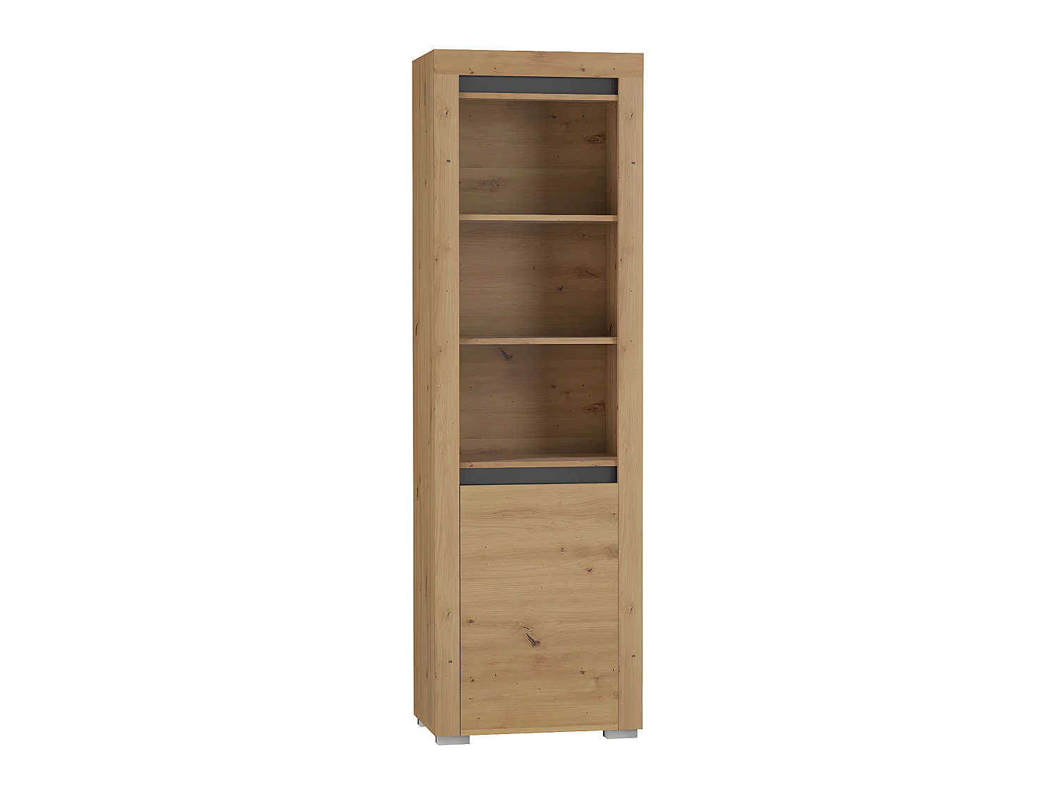 Bibliothèque 1 porte LED inclus Kasla Bois et Anthracite