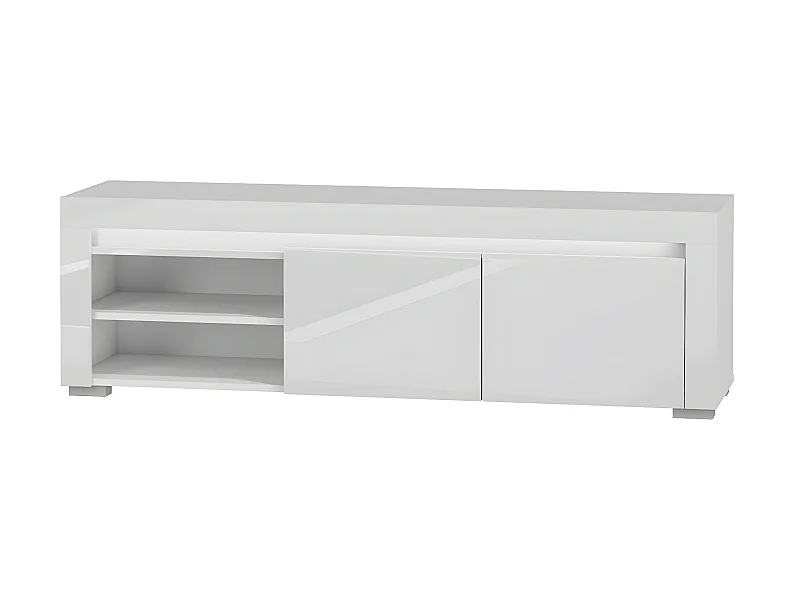 Meuble TV 2 portes 152 cm LED inclus Kasla Blanc