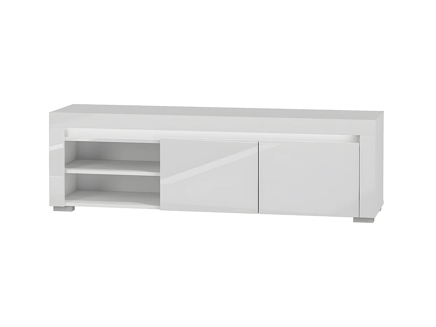 Meuble TV 2 portes 152 cm LED inclus Kasla Blanc