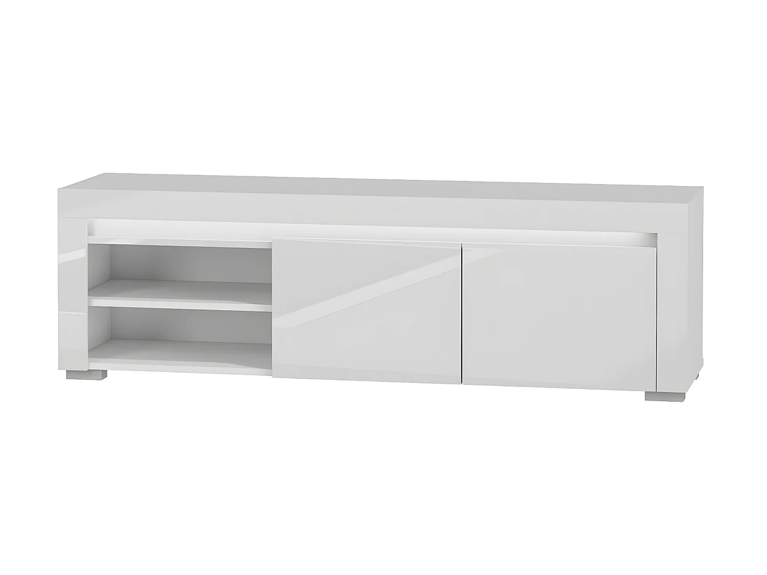 Meuble TV 2 portes 152 cm LED inclus Kasla Blanc