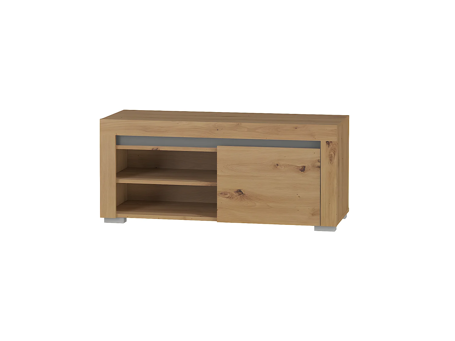 Meuble TV 1 porte 106 cm LED inclus Kasla Bois et Anthracite