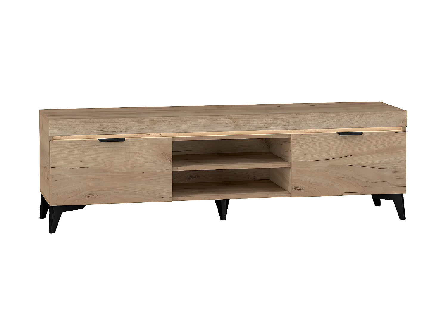 Meuble TV 2 portes 157 cm LED inclus Ruben Bois
