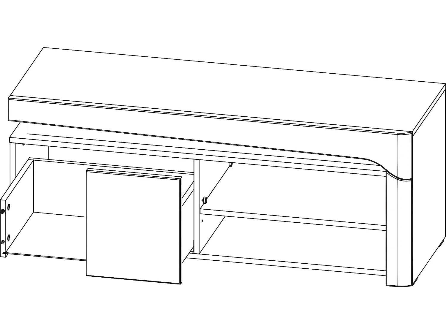Meuble TV 1 tiroir 121 cm LED inclus Teo Blanc et Bois