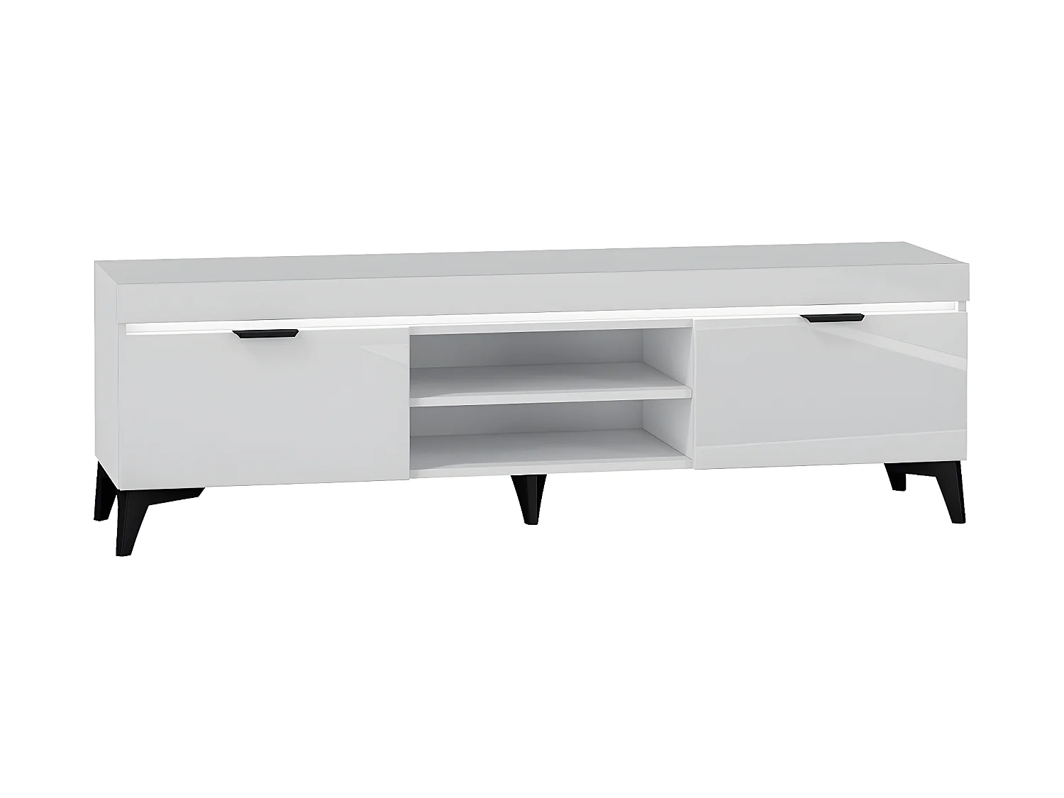Meuble TV 2 portes 157 cm LED inclus Ruben Blanc