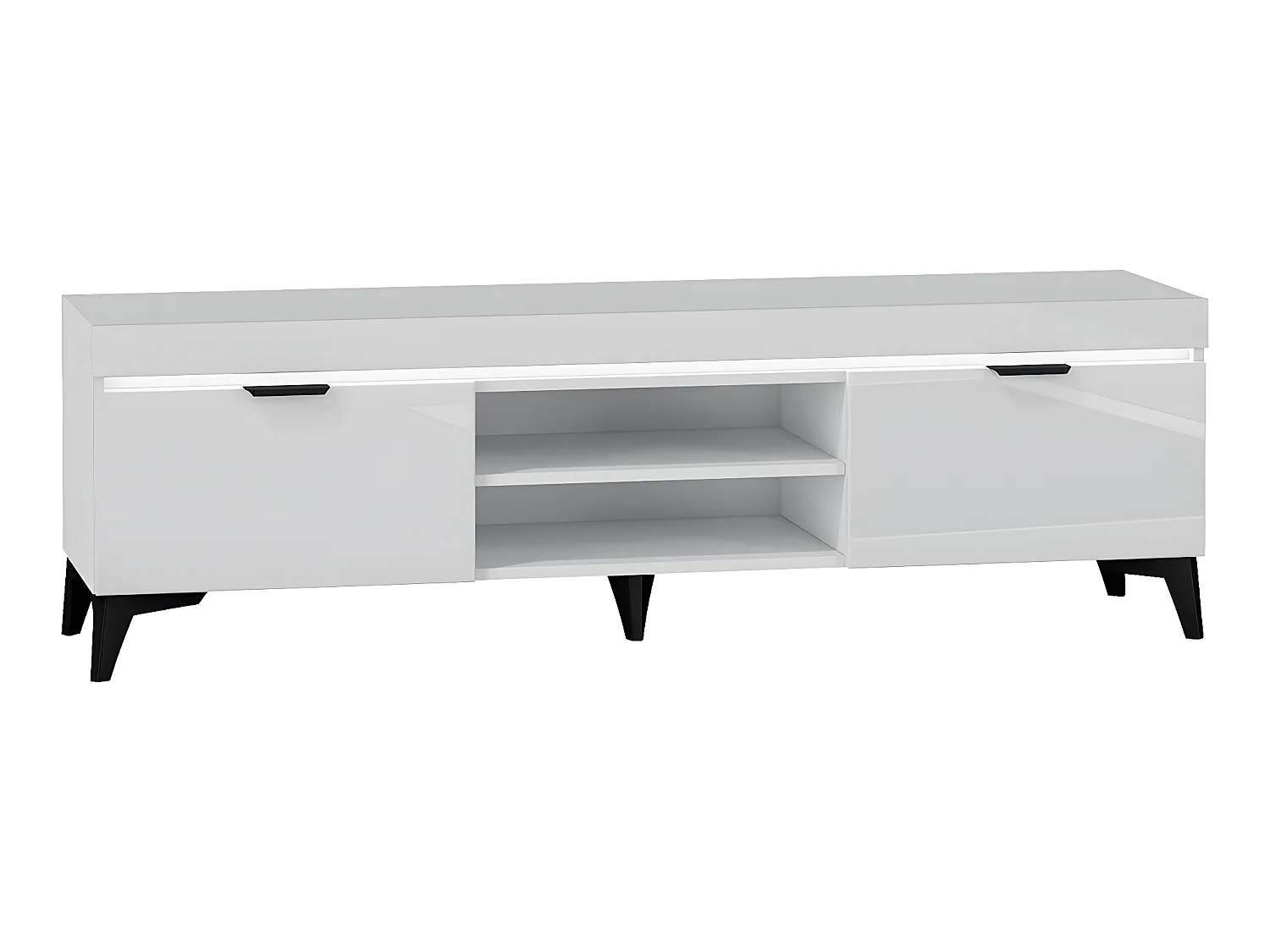 Meuble TV 2 portes 157 cm LED inclus Ruben Blanc