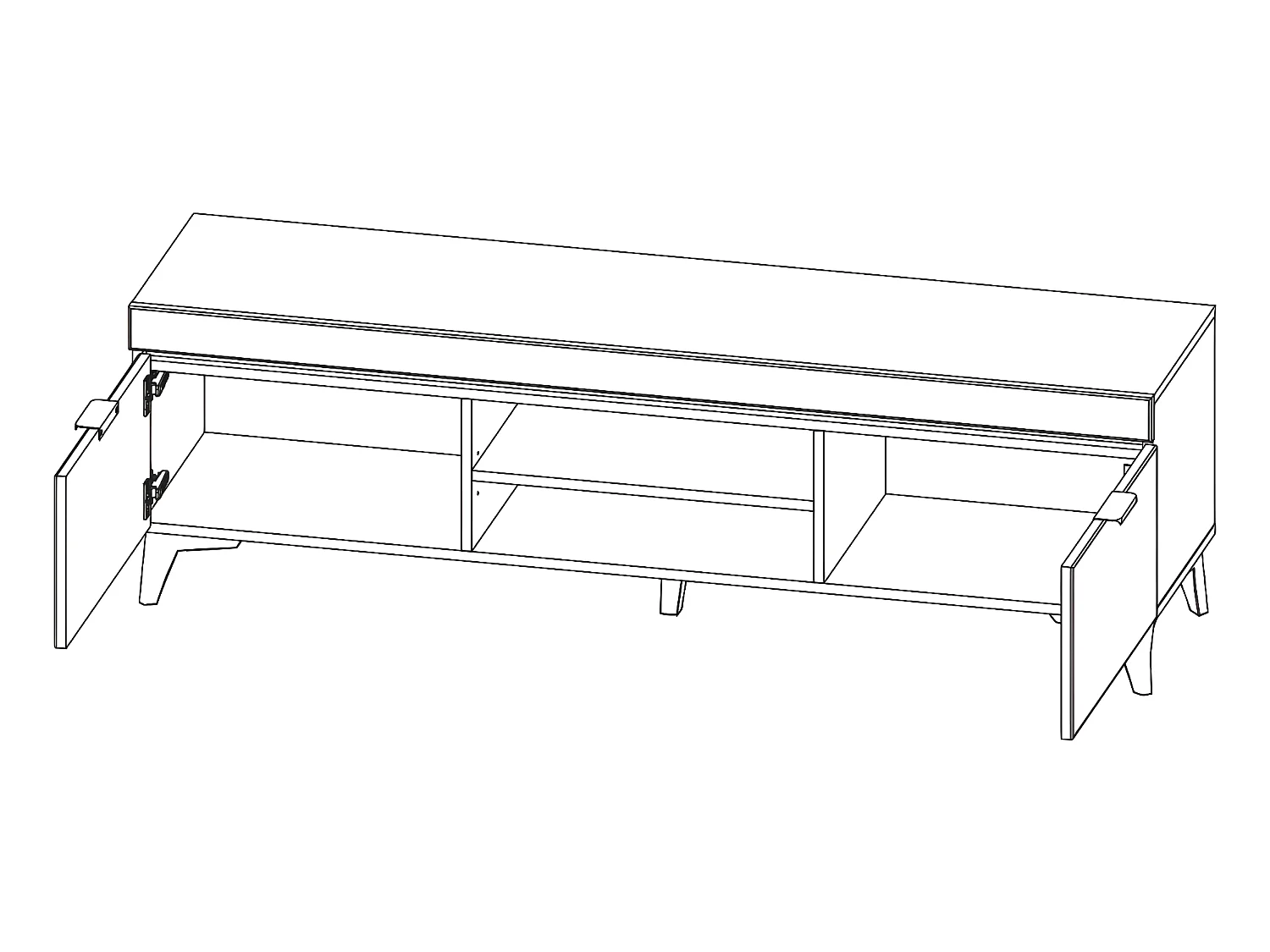 Meuble TV 2 portes 157 cm LED inclus Ruben Blanc