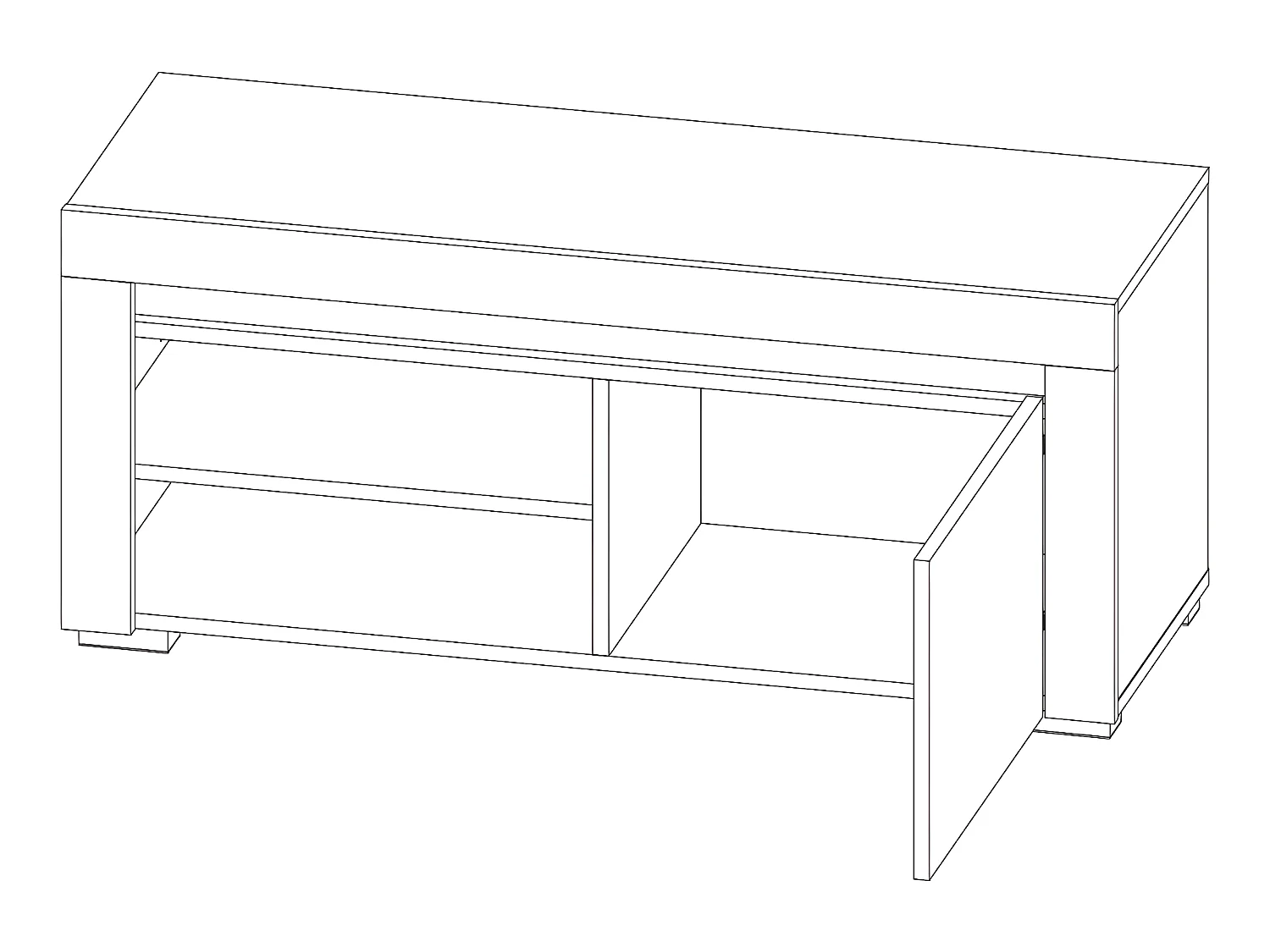 Meuble TV 1 porte 106 cm LED inclus Kasla Blanc