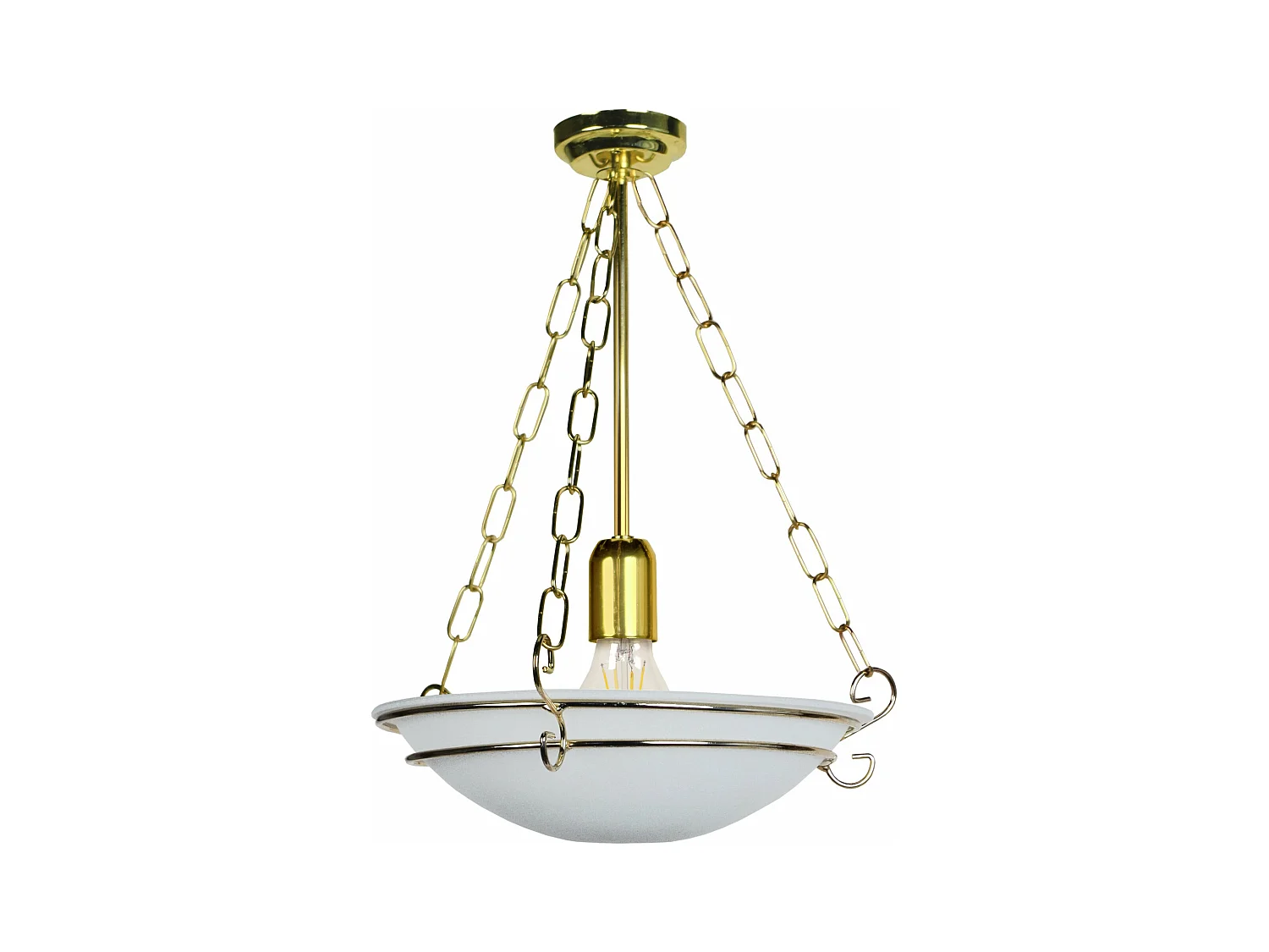 Suspension bol verre métal doré 45 cm.