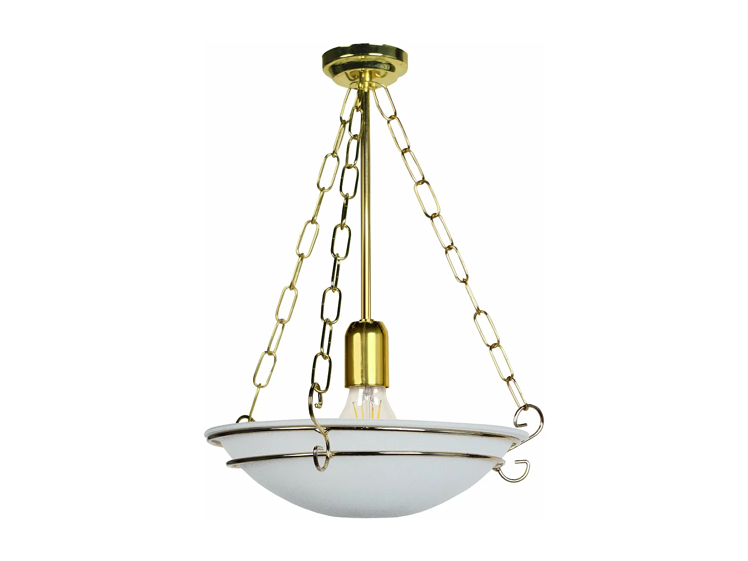 Suspension bol verre métal doré 45 cm.