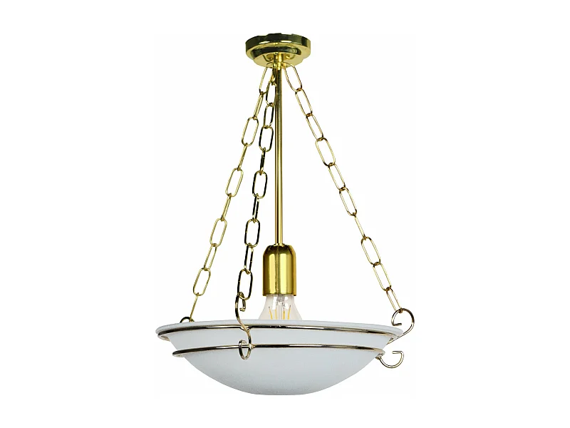 Suspension bol verre métal doré 45 cm.